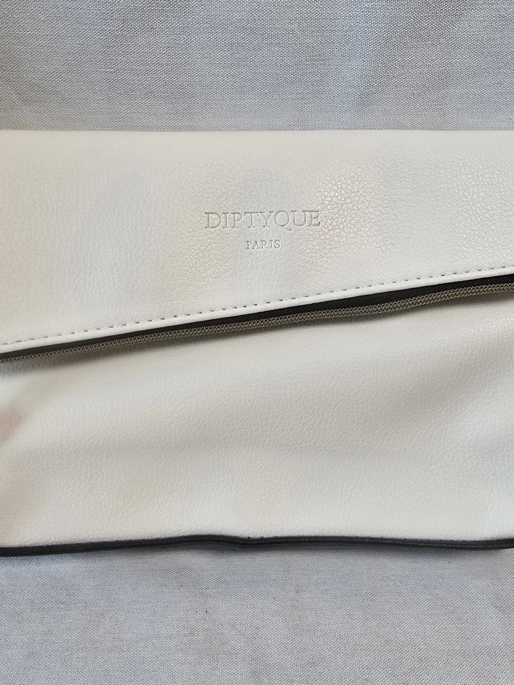 Diptyque White Vegan Leather Zip Pouch